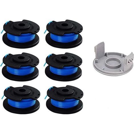 7 Packungen Ersatzspule Für Ryobi Daumenschneider, Kompatibel Mit Ryobi One + Ac14rl3a, Kabelloser Trimmer, 6 Spulen + 1 Schneidkappe