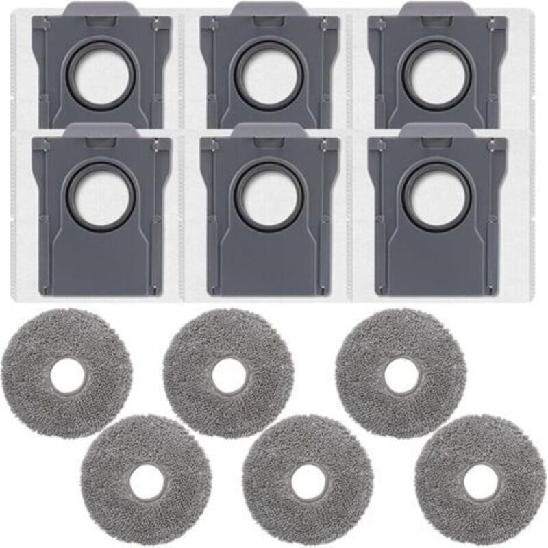 12er-pack Zubehör Für Roboter-staubsauger L10s Pro Ultra/l10s Plus/x40 Ultra/l40 Ultra/l30/l40/l20 Ultra/x30 Ultra/x30 Pro Plus/s30/s10/mova E30 Ultra, 6 Staubsaugerbeutel + 6 Tücher