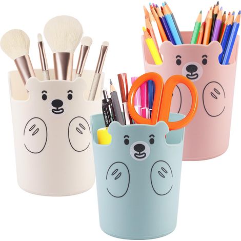 3-teiliger Stifthalter Für Bürostifte, Praktischer Mehrzweckstift, Runder Stiftstift, Kreativer Stiftstift (rose, Weiß, Blau)