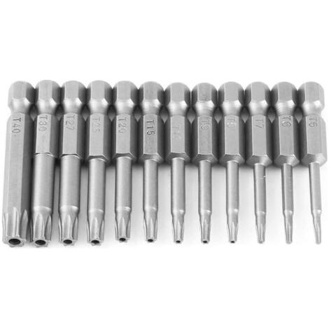 12-teiliger Torx T5-t40-schraubendrehersatz Mit 6,35 Mm (1/4 Zoll) Sechskantschaft, Manipulationssicheren 6-punkt-sternbits.