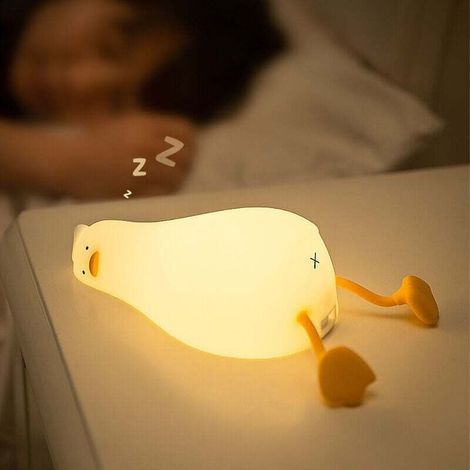 Veilleuse En Forme De Canard Couché Schützt Die Kinder – Drei Einstellbare Leuchtniveaus – Silikon – Praktisch Für Baby-/kinderzimmer – Aufklappbare Sommeil-lampe – 21 X 10,3 X 6,2