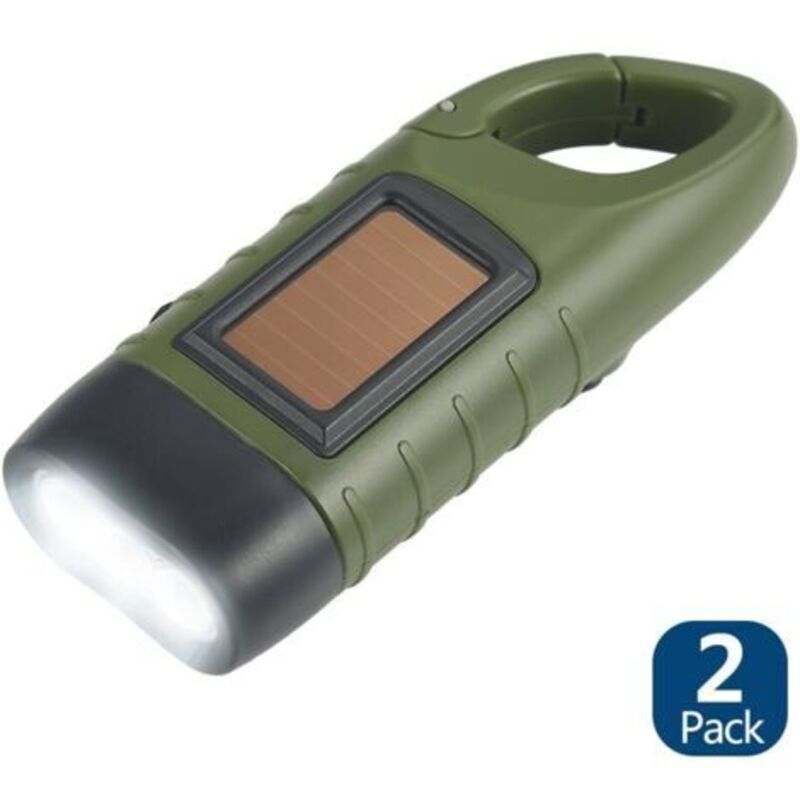 Pr Solar-taschenlampe, Set Mit 2 Solar-led-taschenlampen Und Handkurbel, Wiederaufladbare Taschenlampe, Outdoor-aktivitäten, Notfalllampe – Grün [energieklasse A+++]