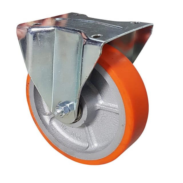 Brixo - festes gabelrad aus polyurethan mit verzinkter stahlplatte 125A.91 mm
