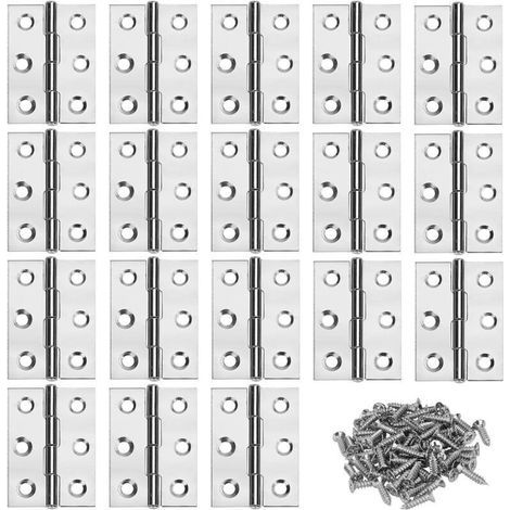 18 Stück Edelstahlscharniere, Türscharniere, Möbelscharnierverbinder Mit Schrauben Für Wohnmöbel, Hardware, Schrank, Schutz, Tür, Schublade, 44 X 32 Mm