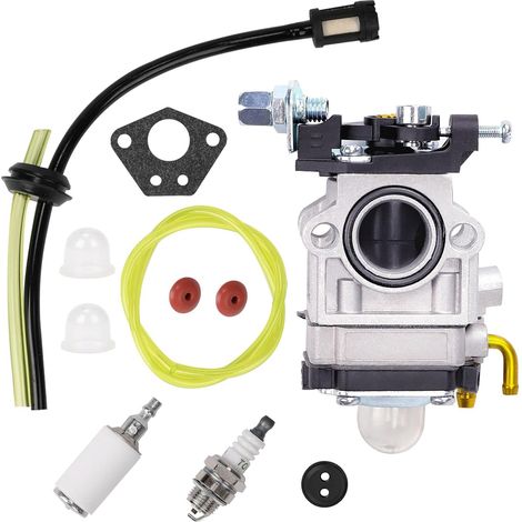 Vergaser Für 52 Cm³, 49 Cm³ Und 43 Cm³ Freischneider. Vergasersatz Inklusive Dichtung, Schlauch, Zündkerze Und Kraftstofffilter. Geeignet Für Freischneider Und Rasenmäher.