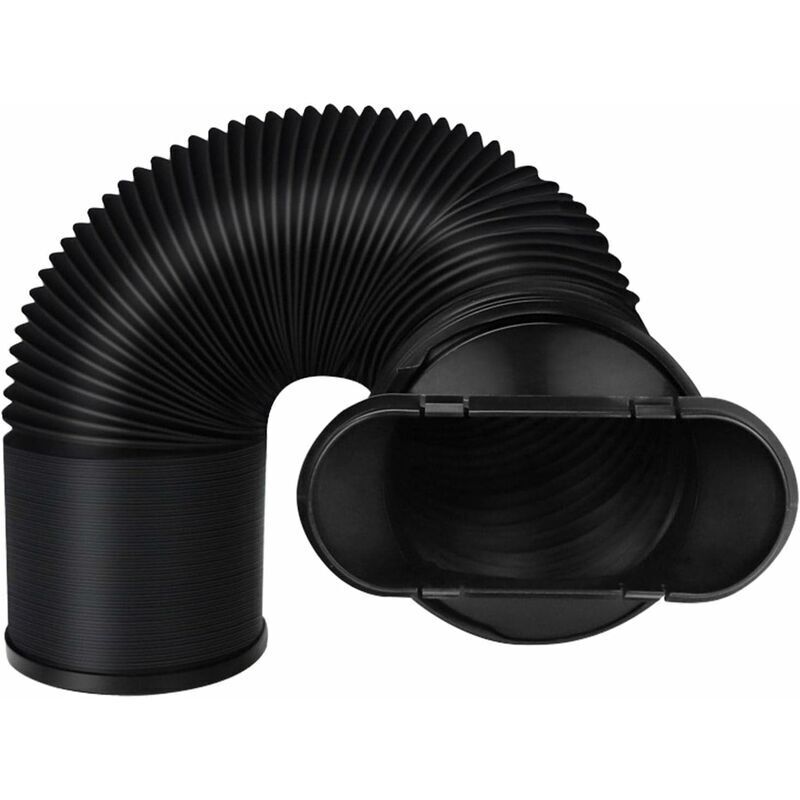 Schwarzer Erweiterbarer Abluftschlauch Für Mobile Klimaanlage Mit Flachanschluss, Flexibles Pvc, Durchmesser 15 Cm, Länge 22 Cm Bis 150 Cm.