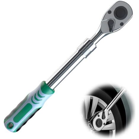 90-zahn-teleskop-ratschenschlüssel, 1/2 Zoll, Chrom-vanadium-stahl + Gummi, Teleskopgrößen 290–450 Mm, Für Automobilindustrie, Schifffahrtsindustrie Und Industrie (grün)