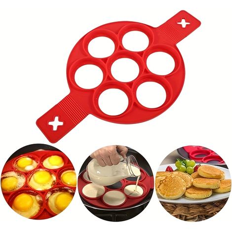 1 Backform Aus Silikon Mit Antihaftbeschichtung Für Crêpes Und Backwaren – Rundes Backblech Mit 4 Hohlräumen, Rot