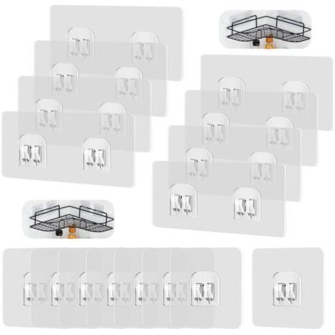 16 Stück Transparenter Klebehaken, Selbstklebender Duschhaken, Wandhaken Ohne Bohren, Badezimmer-klebehaken, Wasserdichter Küchen-wandhaken, Selbstklebende Wandhaken