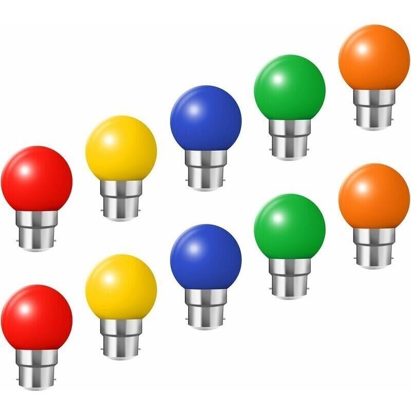 Baïonnette-ampullen B22 – Packung Mit 10 Led-feston-ampullen 3 W (entspricht 30 W), Farbige Ecoénergétique-ampullen, Kleine Ampullen Von Noël Bc Cap