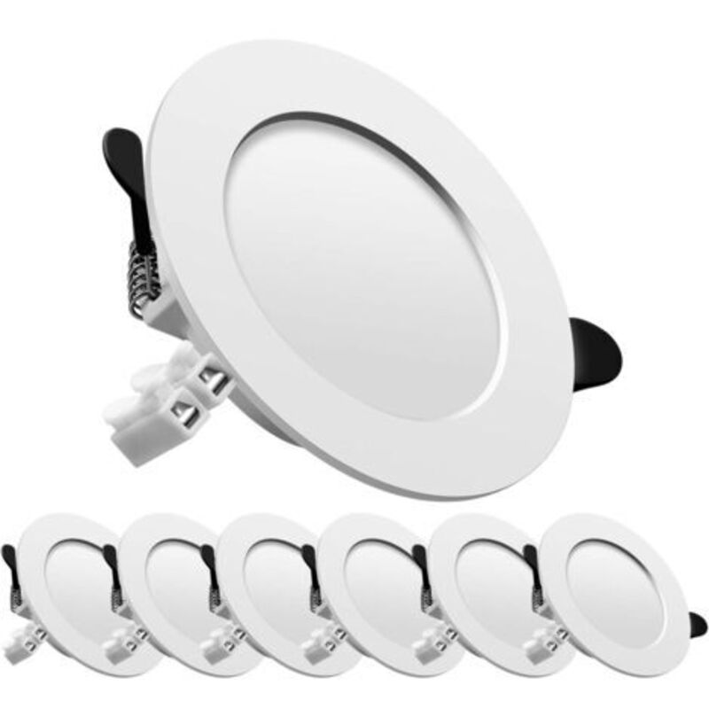 Spot Encastré Led Extra Plat - Rund, 5w (entspricht Glühlampe), Blanc Chaud, Für Salle De Bain, Salon (lot De 6)