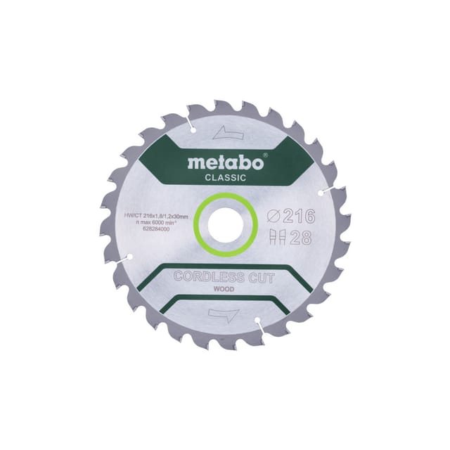 Metabo Kreissägeblatt Holz 216x30 mm 28 WZ 5° speziell Akku Kapp- Gehrungssägen