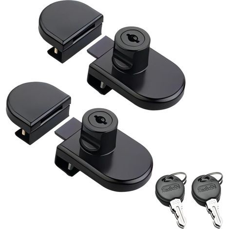 2 Stück Glastürschloss, Vitrinen-sicherheitsschloss, Kein Bohren Erforderlich, Für 5–8 Mm Weinschrank-vitrine, Schwarz