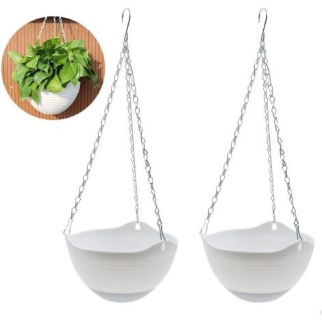 2 Stück Hängender Blumentopf Für Balkon, Kunststoff-hängekorb Mit Kettenhaken – Für Wanddekoration, Drinnen, Draußen, Balkon, Garten Für Sukkulenten Und Kletterpflanzen