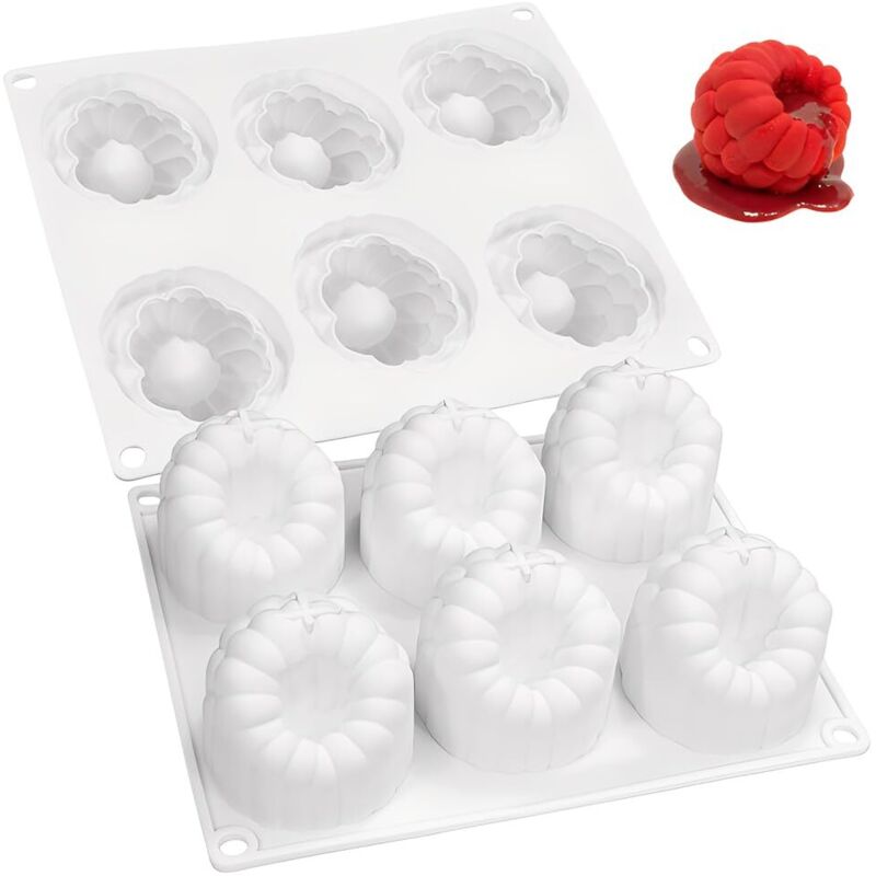 Dessert-himbeerform, 6 Mulden, Schokoladen-mousse-form, Silikon-kuchenformen, Pudding-silikon-gebäckformen, Wiederverwendbare Schokoladenform Für Süßigkeiten, Gelee, Eiswürfel