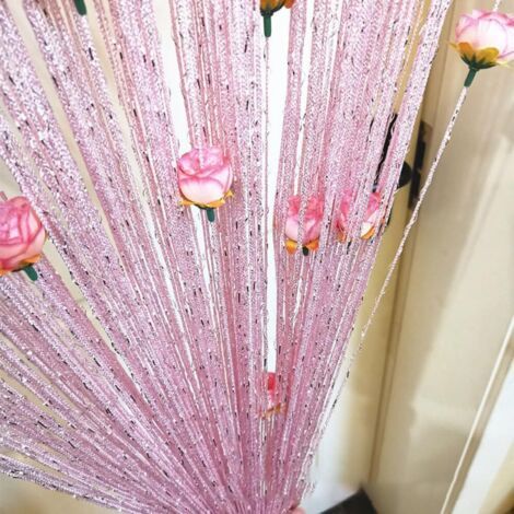 Garnvorhang Mit Rosen, Türvorhang, Fensterdekoration, Dekovorhang, Raumteiler, Wohnaccessoire, Fensterdekoration, Fliegenschutz Für Partys, M