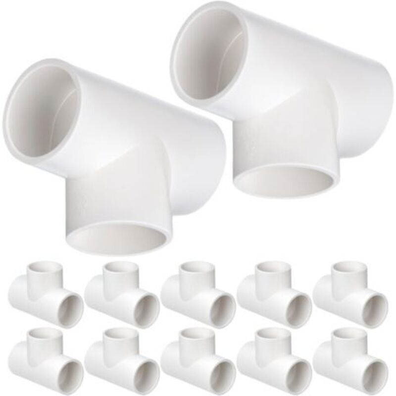 12 3-wege-t-stücke, 25 Mm (weiß), Pvc-rohrverbinder, Für Gewächshäuser, Wasserleitungen, Garten