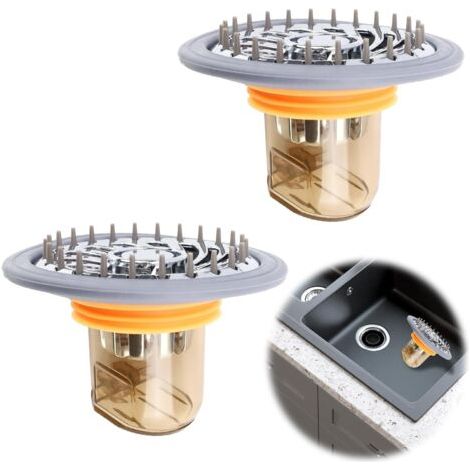 Set Mit 2 Stück 32 Bis 44 Mm Anti-geruchsventil, Anti-geruchs-duschstopper, Bodenablauf Mit Duschhaarfilter, Verhindert Verstopfungen, Geeignet Für Bodenablauflöcher Mit Einem Durchmesser Von