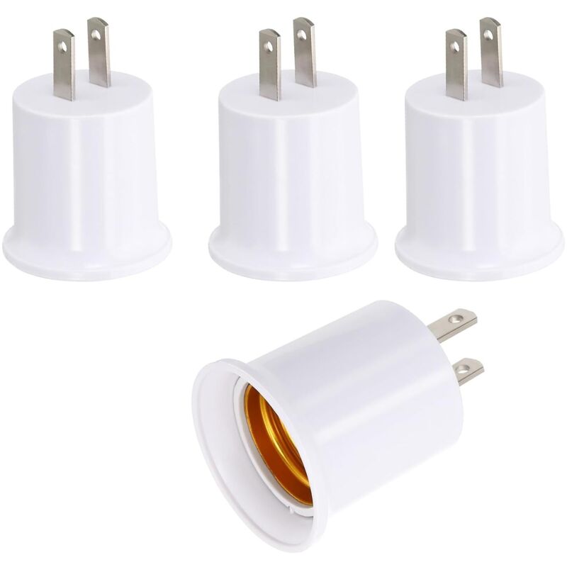 E26/e27-fassungsadapter Für Lampenfassung, 4er-pack, 100–250 V Ac, Us-polarisierte 2-stift-fassung, Wandelt Wandsteckdose In Schraub-glühbirnenfassung Um.