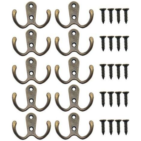 10 Stück Metall-doppelschraubenhaken, Haken Und Kleiderhaken, Aufbewahrung Für Zuhause, Regale, Schubladen, Schließfächer, Badezimmer (bronze)