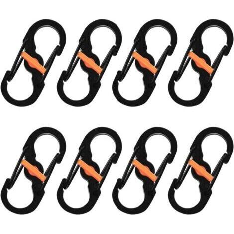 Ahlsen 8 Stücke S Karabiner Haken Karabiner Metall Karabiner Mini Karabiner S Form Karabiner S Ring Karabiner Schwarz Edelstahl Für Reisen Camping Wandern Angeln