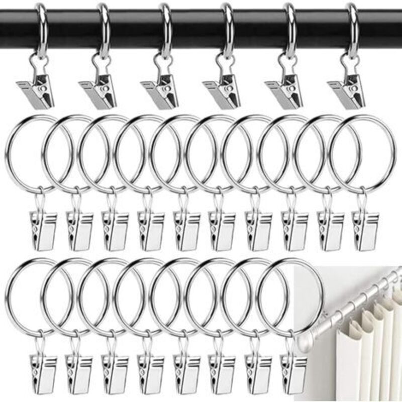 Metall-vorhangringe, 40 Stück, Vorhang-clip, Duschvorhang-ringe, 38 Mm Vorhang-clips, Silberne Ringe Für Gardinenstange Und Duschvorhang-aufhängering