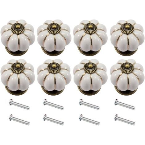 Set Mit 8 Keramik-kürbisknöpfen Für Möbel, Schränke, Schubladen (weiß)