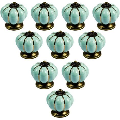 10er-pack Hellblaue Vintage-keramik-kürbisknöpfe Im Europäischen Stil Für Tür, Schublade, Küchenkommode, Schrank