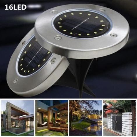 Bodenleuchte - Edelstahl - 16 Led Solar - Ökologisch - Wasserdicht Ip65 - Solarenergie