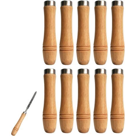 10-teiliger Feilengriff Aus Holz Mit Metallmanschetten, Ergonomischer Holzgriff, Langlebiger Feilengriff Für Heimwerkerarbeiten Und Reparaturen (10,5 Cm)