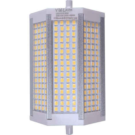 Led-ampulle R7s 50 W 118 Mm Mit Variabler Intensität, Neutralweiß 4000 K, Ersatz Für Einen Halogenstrahler 500 W, Strahlwinkel 200°, Fassung J118, Ac220-240 V [energieklasse G]