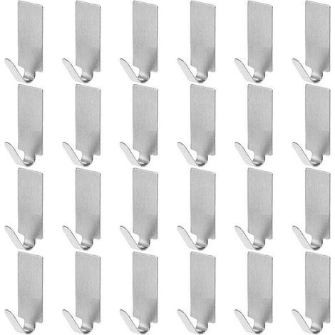 24 Stück Klebehaken Edelstahlhakenselbstklebende Haken, Wandklebehaken, Edelstahl-handtuchhalter, Für Küche, Badezimmer, Balkon,