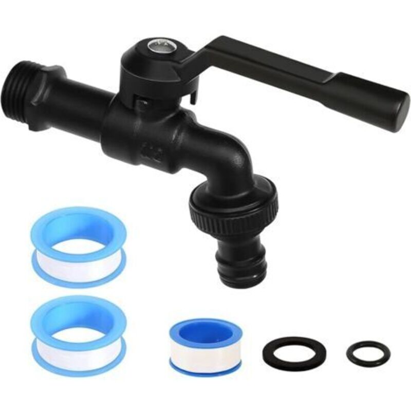 Robinet De Jardin, 1/2" Robinet Exterieur Jardin Mit Adapter, Robinet D'Eau En Laiton Für La Maison Und Le Jardin Noir