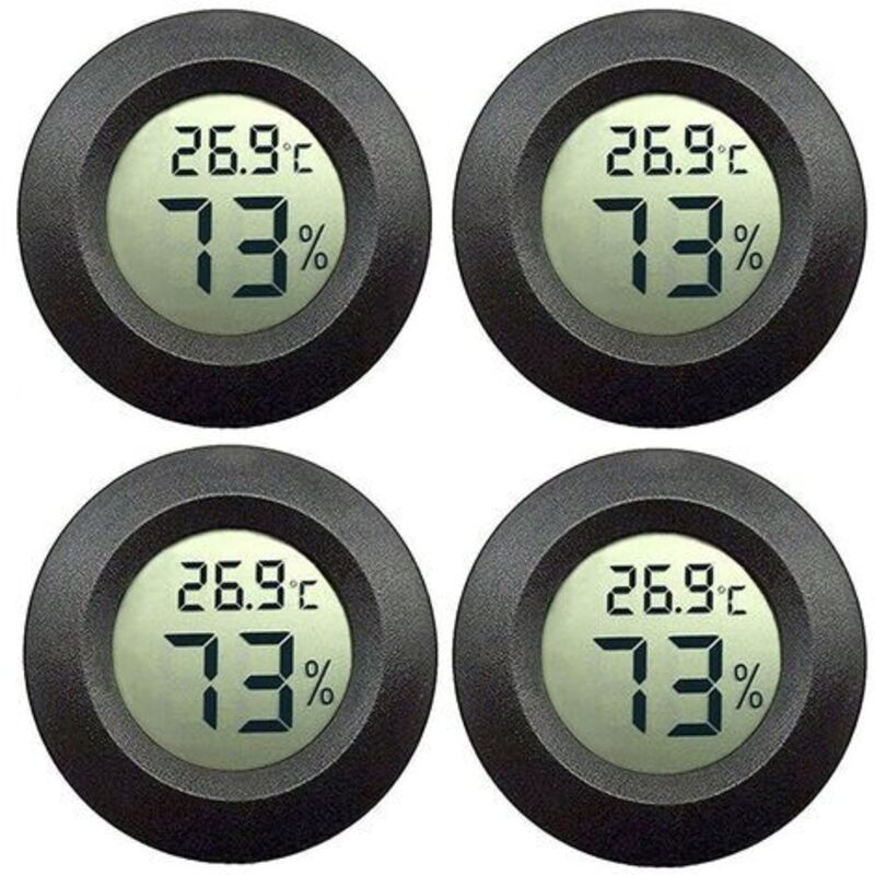 4-teiliges Raumthermometer- Und Hygrometer-set, Tragbar, Schwarz