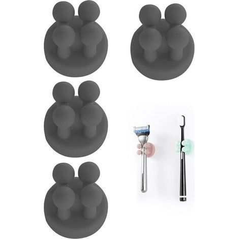 4er-pack Zahnbürstenhalter, Multifunktionshaken, Steckdosenhaken, Geeignet Für Badezimmer, Küche, Wohnzimmer (schwarz)