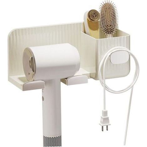 Haartrocknerhalter, Selbstklebender, An Der Wand Montierter Haarwerkzeughalter Mit Kabelhaken Und Aufbewahrungsboxen, Multifunktions-haartrocknerhalter Für Badezimmerzubehör,