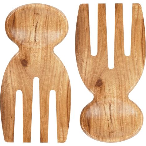 Pince À Salade, 2 Poignées En Bois, Pince À Salade En Bois, Servierutensilien À Salade En Bois, 17 Cm X 7,5 Cm