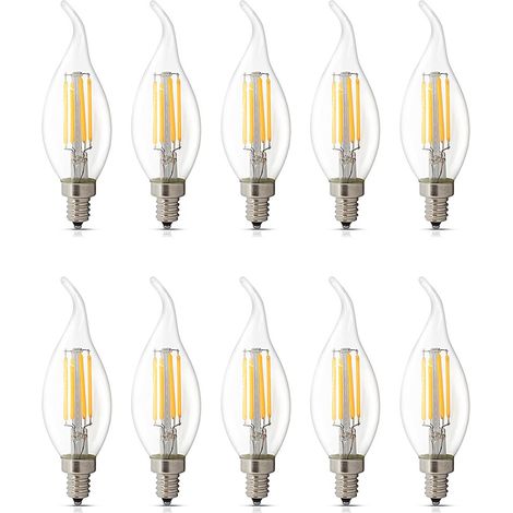 Packung Mit 10 Led-ampullen E14 Mit Variabler Intensität Von 4 W, Hellem Weißlicht 2700 K, Retro-stil Für Aufhängung