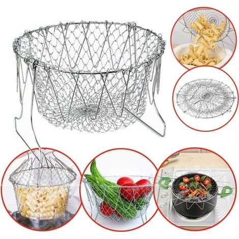Biegsamer Frittierbehälter Aus Rostfreiem 304-edelstahl Mit Integriertem Filter – Küchenutensilien Zum Kochen Von Lebensmitteln Und Früchten