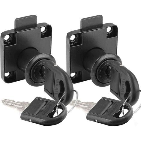 2-teiliges Nockenschloss Mit Passendem Schlüssel, Möbelschlösser, Spindschlösser, Briefkastenschloss, Schranksicherheitsschloss Für Schrank, Schublade, Lagerschrank, Schublade, Schwarz