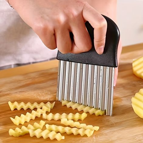 Ondulierte Mandeln Und Rostfreier Edelstahl – Lahm Und Haltbar, Um Pommes Frites Und Parfait-karottentranchen Zu Erhalten