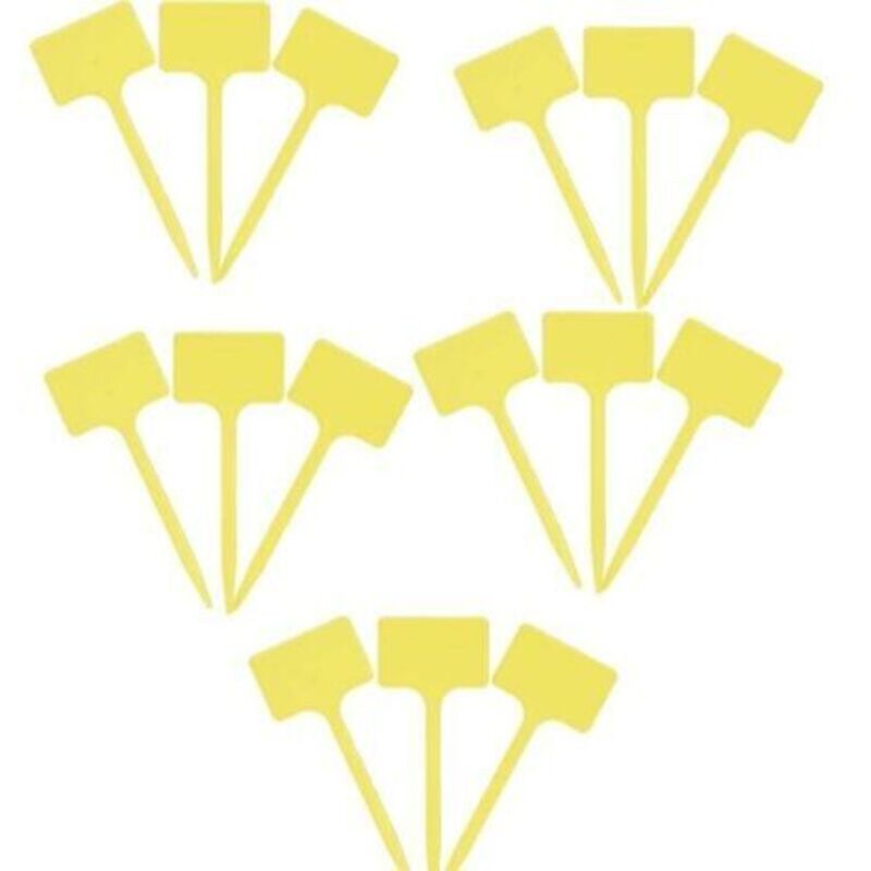 Pflanzenschilder – Praktisches 15-teiliges Set – Schreibfläche 55 X 35 Mm – T-design – Wetterbeständiges Material – Gelb / Pflanzenschilder / Kräuterschilder