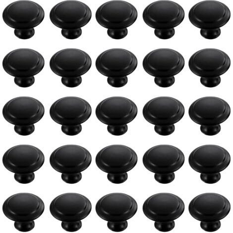 25 Stück Schwarze Edelstahl-rundknöpfe Für Schrank, Schublade, Schrank, Mit Befestigungsschrauben (30 Mm)