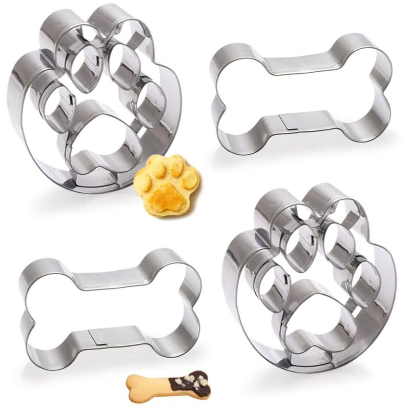4 Stück Ausstechformen In Hundeform, Kuchenausstecher Aus Edelstahl, Ausstechformen Für Hunde, Keksausstecher Für Hunde, Ausstechformen Für Hundepfoten, Ausstechformen Für Hunde