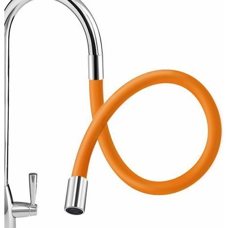 Flexible Verlängerung Für Küchenarmaturen, 50 Cm, Orange, Weicher, Dicker Silikonauslauf, Um 360° Drehbar