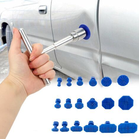 Auto-dellen-reparaturset, Lackfreies Dellen-entfernungsset, Karosserie-dellen-entfernungsset Mit 18 Blauen Saugnäpfen Und T-bar-hammer