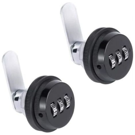 2er-pack 3-stelliges Mechanisches Codeschloss – Nockenschloss 19 × 30 Mm, Schwarz, Für Schrank, Spind, Schublade, Briefkasten