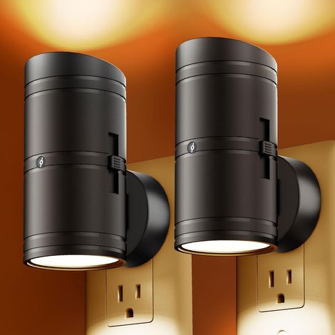 Plug-in-wand-nachtlicht Mit Lichtsensor, Einstellbare Helligkeit 0–100 Lumen, Bernsteinfarbenes Nachtlicht, Dimmbares Led-nachtlicht Für Flur, Schlafzimmer, Badezimmer (2 Stück)