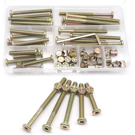 Bettrahmen-schrauben- Und Muttern-set, Kinderbett-teile, 25er-pack Etagenbett-schrauben M6 – 1 X 40 Mm/50 Mm/60 Mm/70 Mm/80 Mm/80 Mm/möbel-set