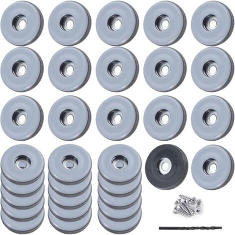 Lot Von 32 Téflon-patinen Mit Ø 25 Mm Durchmesser (ronds, Noirs) Für Möbel Mit 32 Rostfreiem Edelstahl Und 1 Schutzfolie Für Möbel – Wirksamer Schutz